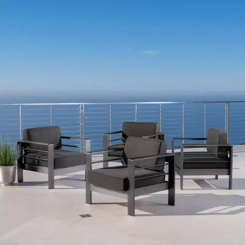 Cape Coral Set of 4 Aluminum Club Chair: Water Resistant & Weather-Resistant - Christopher Knight Home