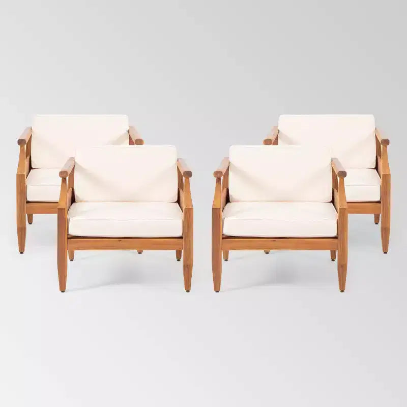Aston 4pk Acacia Wood Mid-Century Modern Club Chair: Weather-Resistant Patio Seating - Christopher Knight Home