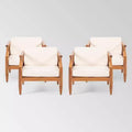 Aston 4pk Acacia Wood Mid-Century Modern Club Chair: Weather-Resistant Patio Seating - Christopher Knight Home