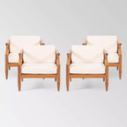 Aston 4pk Acacia Wood Mid-Century Modern Club Chair: Weather-Resistant Patio Seating - Christopher Knight Home