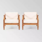 Aston 2pk Acacia Wood Mid-Century Modern Club Chairs: Weather-Resistant Patio Seating - Christopher Knight Home