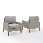 Capella Outdoor Wicker 2 Pc Chair Set Gray/Acorn - Crosley