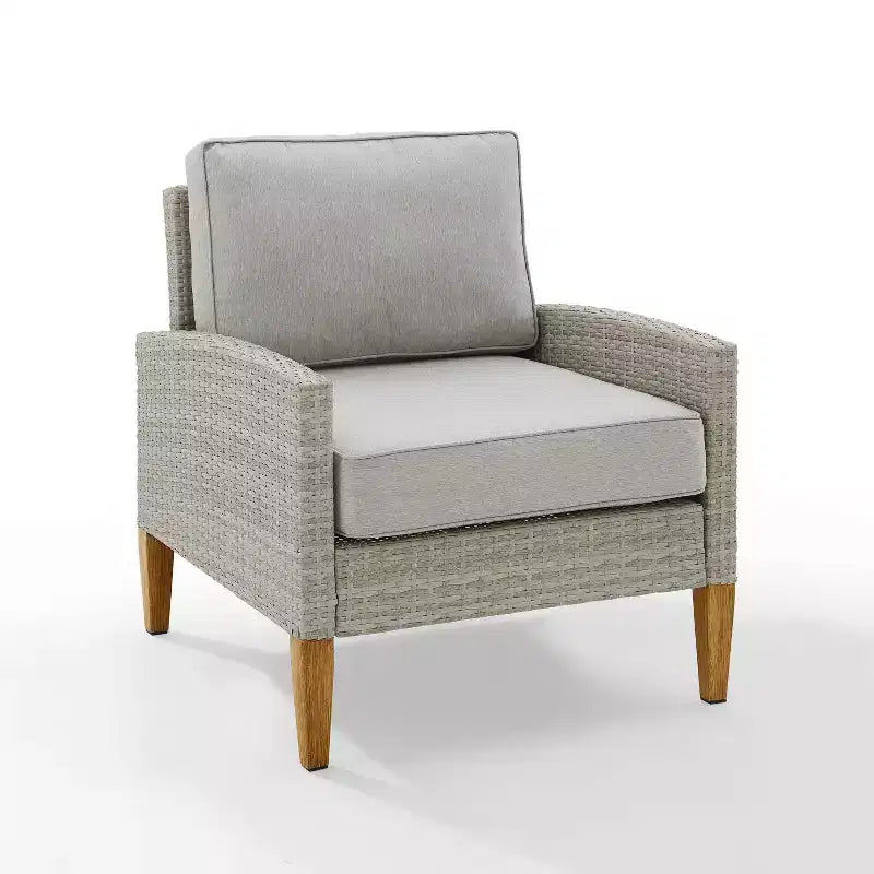 Capella Outdoor Wicker 2 Pc Chair Set Gray/Acorn - Crosley