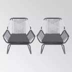 Milan 2pk Steel Club Chairs - Gray/White - Christopher Knight Home: Wicker Patio Accent Seating, Water-Resistant