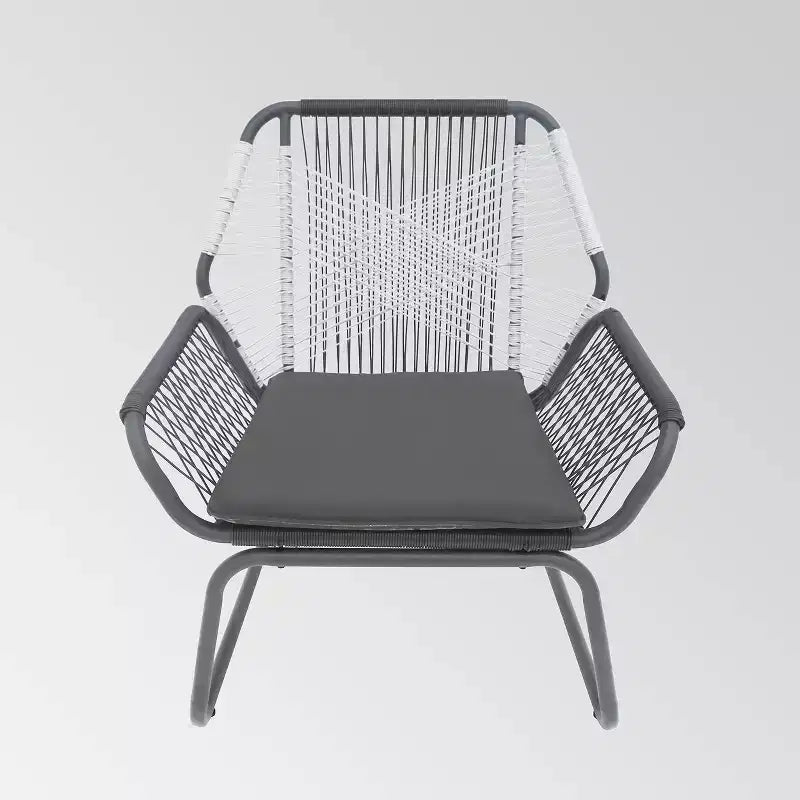 Milan 2pk Steel Club Chairs - Gray/White - Christopher Knight Home: Wicker Patio Accent Seating, Water-Resistant