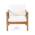 Christopher Knight Home Elias Outdoor Acacia and Iron Club Chair with Cushions Teak/Black/Beige