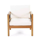 Christopher Knight Home Elias Outdoor Acacia and Iron Club Chair with Cushions Teak/Black/Beige