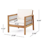 Christopher Knight Home Elias Outdoor Acacia and Iron Club Chair with Cushions Teak/Black/Beige