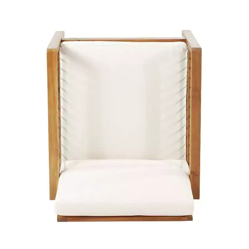 Christopher Knight Home Elias Outdoor Acacia and Iron Club Chair with Cushions Teak/Black/Beige