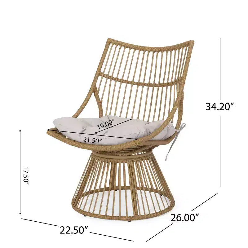 Christopher Knight Home Caryl Outdoor Club Chair with Cushions Wicker Light Brown/Beige