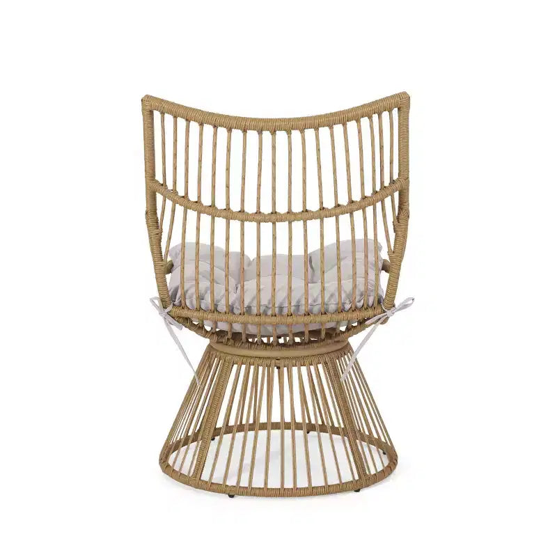 Christopher Knight Home Caryl Outdoor Club Chair with Cushions Wicker Light Brown/Beige