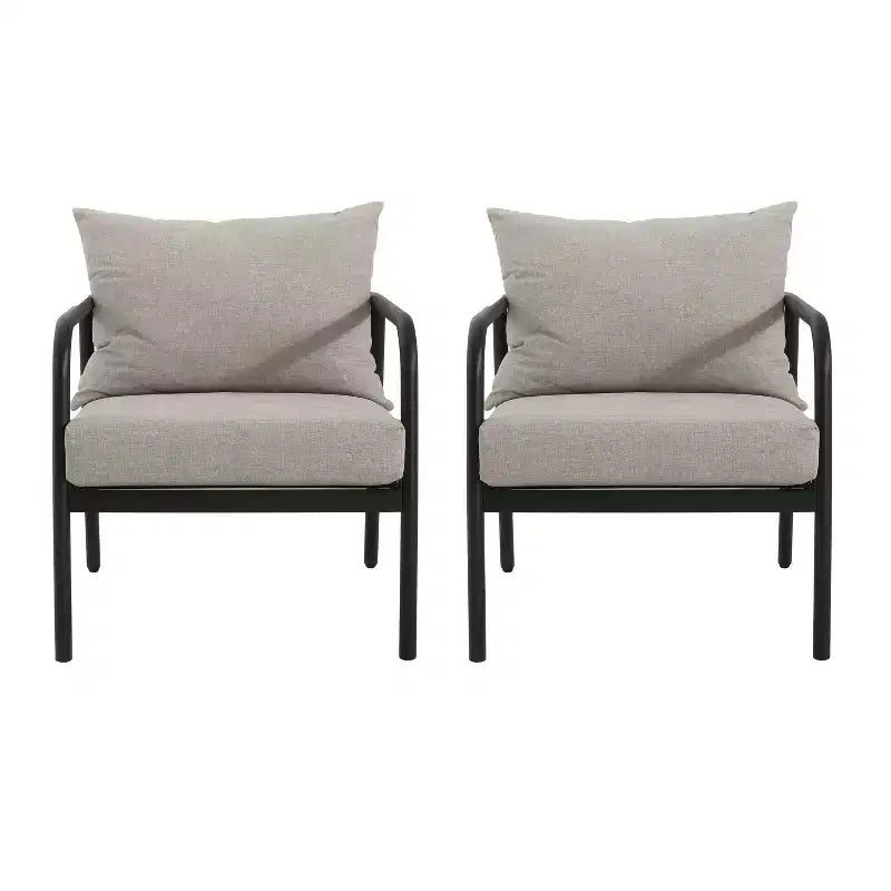 Christopher Knight Home 2pc Jansen Outdoor Patio Club Chair Aluminum Beige Black