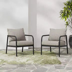 Christopher Knight Home 2pc Jansen Outdoor Patio Club Chair Aluminum Beige Black
