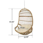 Christopher Knight Home Crumpton Wicker Outdoor Hanging Basket Chair with Cushions Light Brown/Beige