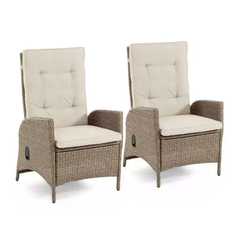 Greemotion 2pc Garda Gas Spring Assisted Reclining Outdoor Cushioned Patio Chair Beige: Aluminum Frame, UV & Weather-Resistant