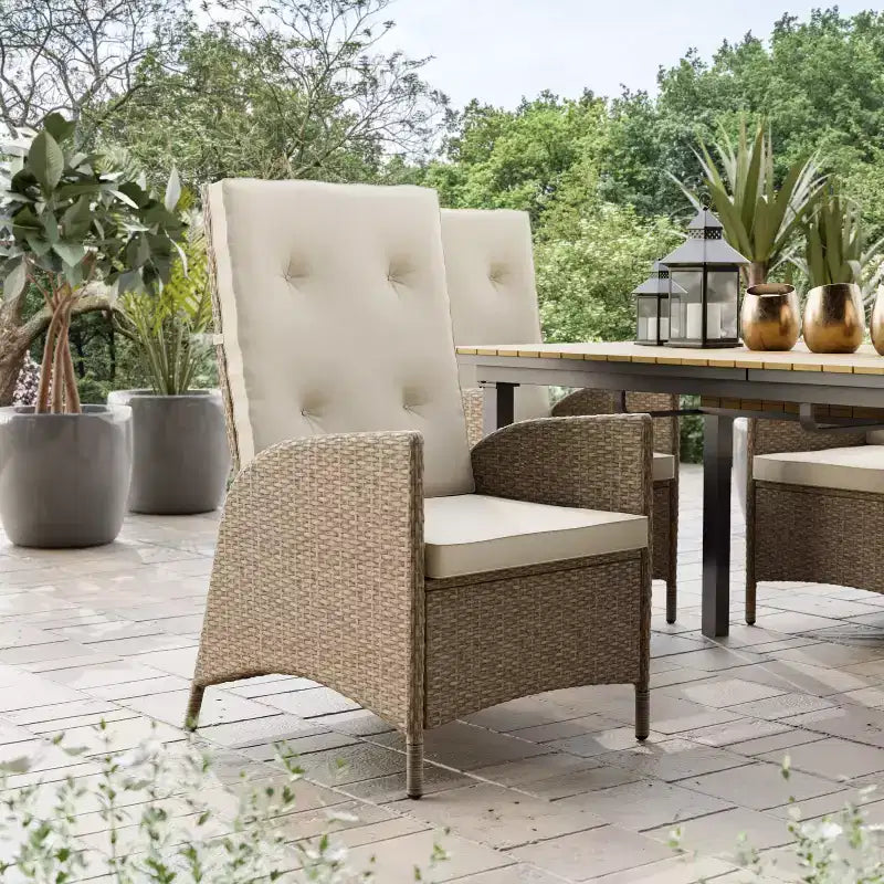 Greemotion 2pc Garda Gas Spring Assisted Reclining Outdoor Cushioned Patio Chair Beige: Aluminum Frame, UV & Weather-Resistant