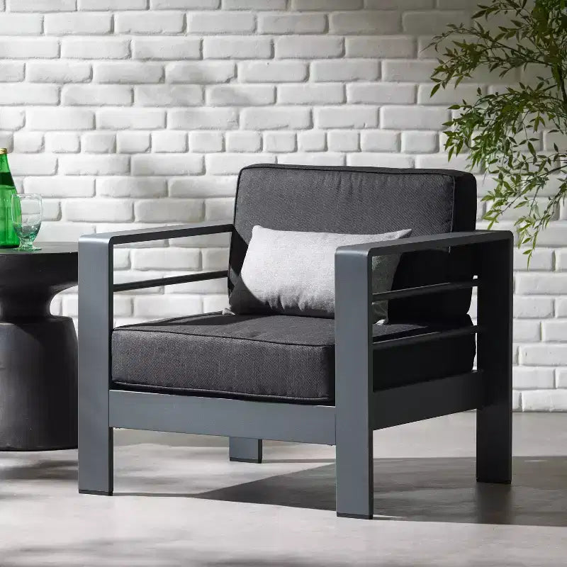Christopher Knight Home Cape Coral Outdoor Aluminum Club Chair with Water-Resistant Cushions