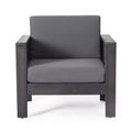 Christopher Knight Home Louver Outdoor Club Chairs with Cushions Acacia Wood Dark Gray