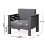 Christopher Knight Home Louver Outdoor Club Chairs with Cushions Acacia Wood Dark Gray