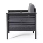 Christopher Knight Home Louver Outdoor Club Chairs with Cushions Acacia Wood Dark Gray