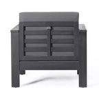 Christopher Knight Home Louver Outdoor Club Chairs with Cushions Acacia Wood Dark Gray