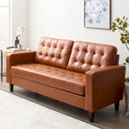 Canapé Brookside Brynn 76 po. avec accoudoirs carrés en similicuir/velours/tissu