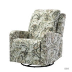 Arlette Contemporary Floral Manual Swivel Recliner with Tufted Back