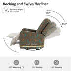 Arlette Contemporary Floral Manual Swivel Recliner with Tufted Back