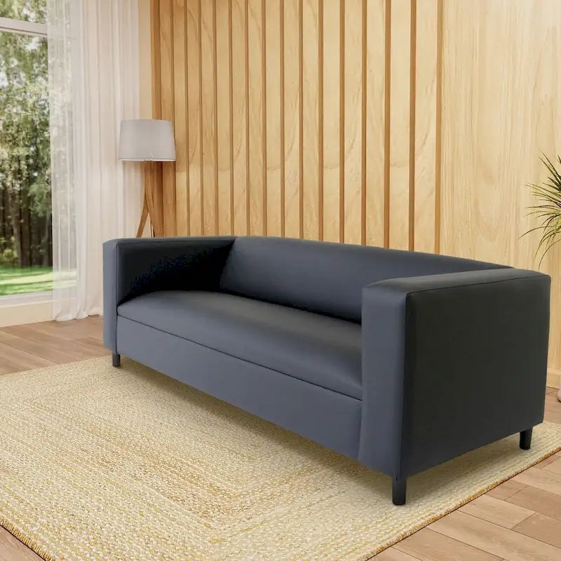Coast to Coast Sofas Canapé trois places de style Mid-Century en similicuir avec cadre en bois massif et rembourrage