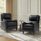 Brigida Modern Genuine Leather Nailhead Trim Recliner with Adjustable Footrest Set of 2 by HULALA HOME