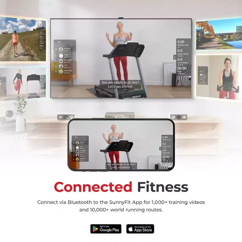 Sunny Health & Fitness Premium Non-Powered Treadmill Auto Incline and Bluetooth