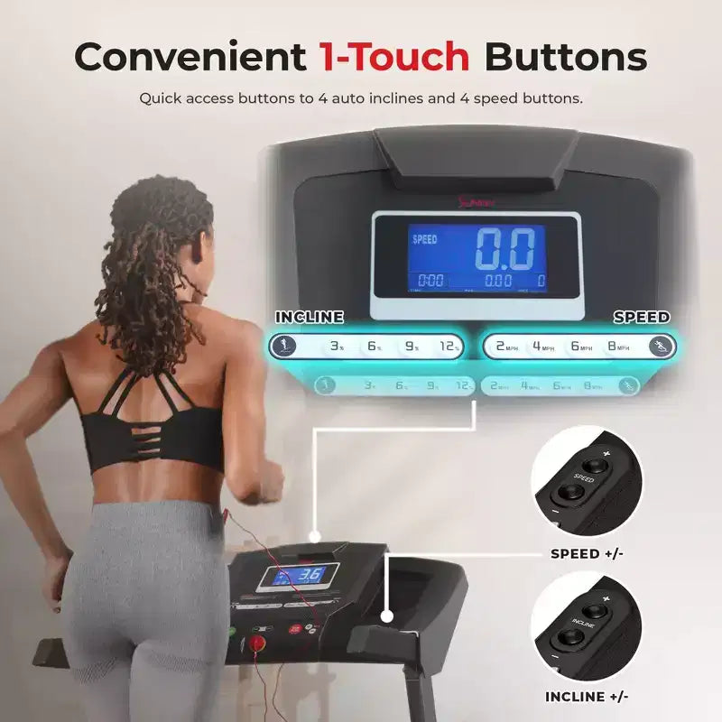 Sunny Health & Fitness Premium Non-Powered Treadmill Auto Incline and Bluetooth