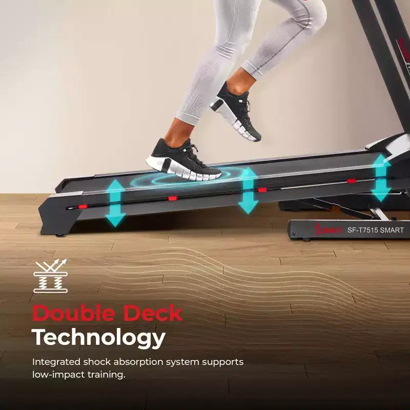 Sunny Health & Fitness Premium Non-Powered Treadmill Auto Incline and Bluetooth