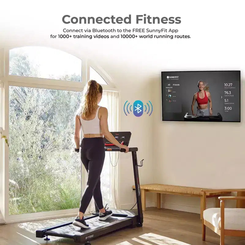 Sunny Health & Fitness Interactive Slim Auto Incline Treadmill