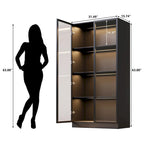 Display Storage Cabinet,Display Cabinet with Tempered Glass Doors, Showcase with 4-Tier Storage Shelves