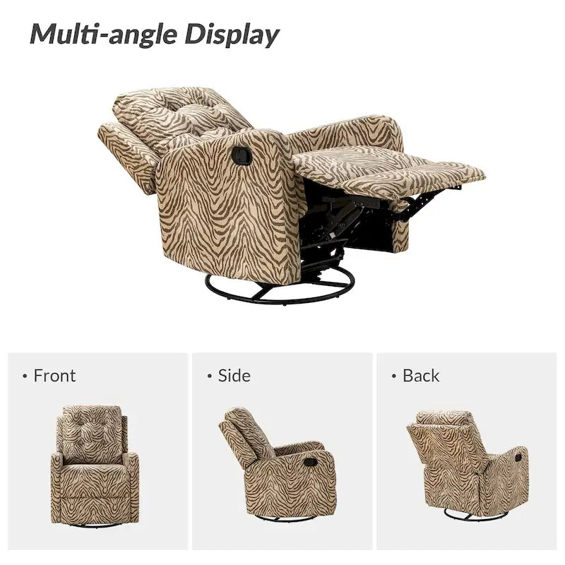 Arlette Contemporary Floral Manual Swivel Recliner with Tufted Back