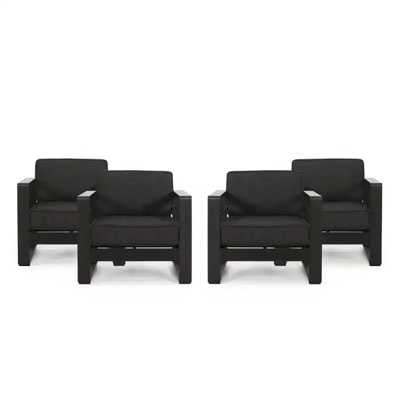 Christopher Knight Home Aria Outdoor Aluminum Club Chair with Cushions (Set of 4), Black/Dark Gray