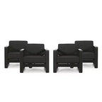 Christopher Knight Home Aria Outdoor Aluminum Club Chair with Cushions (Set of 4), Black/Dark Gray