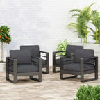 Christopher Knight Home Aria Outdoor Aluminum Club Chair with Cushions (Set of 4), Black/Dark Gray