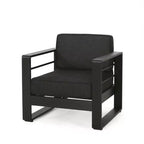 Christopher Knight Home Aria Outdoor Aluminum Club Chair with Cushions (Set of 4), Black/Dark Gray
