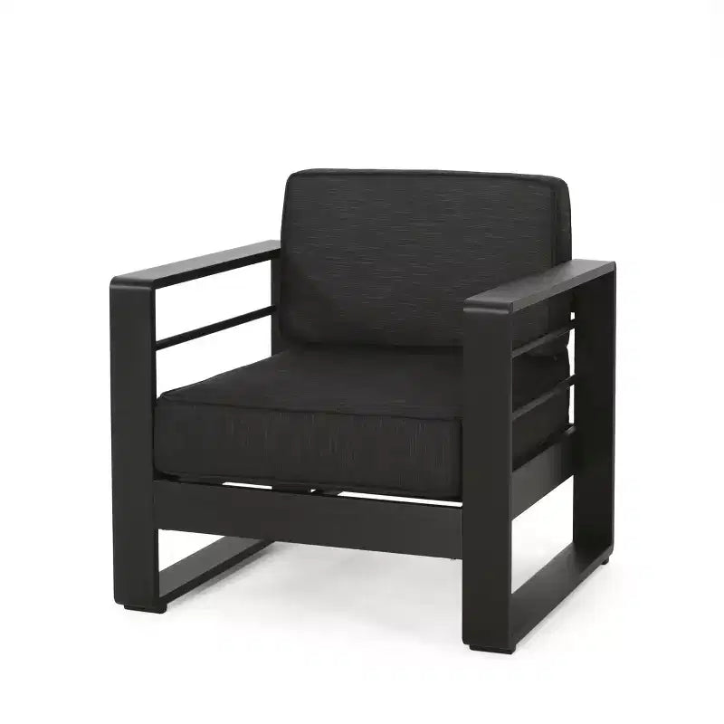 Christopher Knight Home Aria Outdoor Aluminum Club Chair with Cushions (Set of 4), Black/Dark Gray