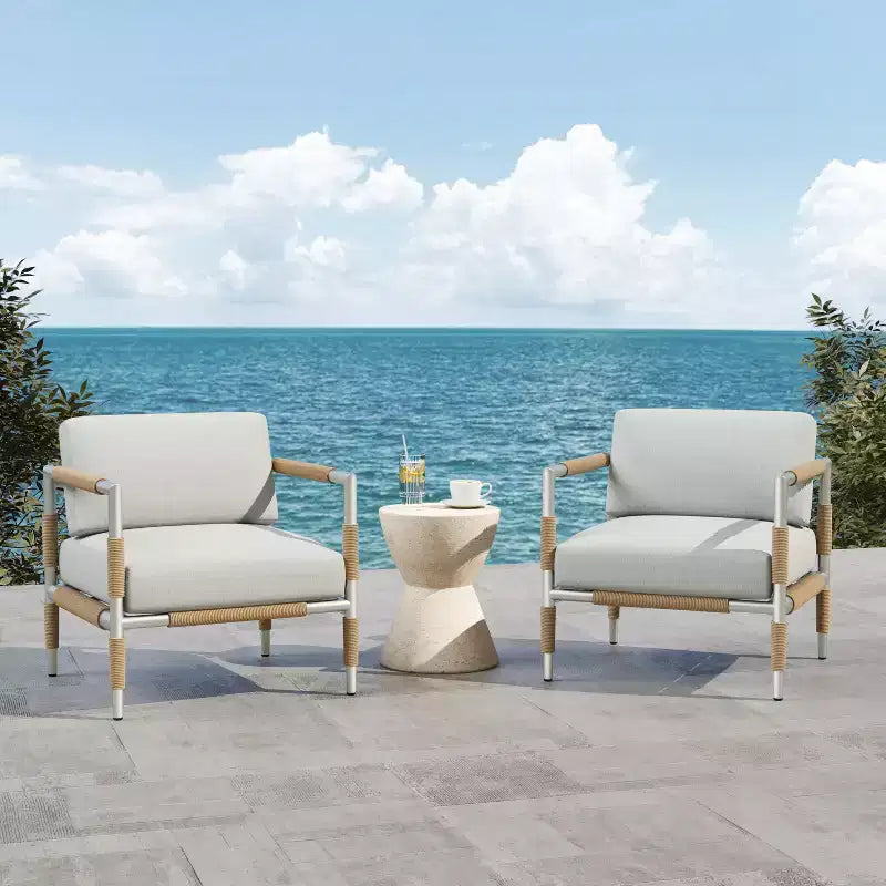 Christopher Knight Home Wevin Aluminum Chair with Cushions (Set of 2), Light Grey