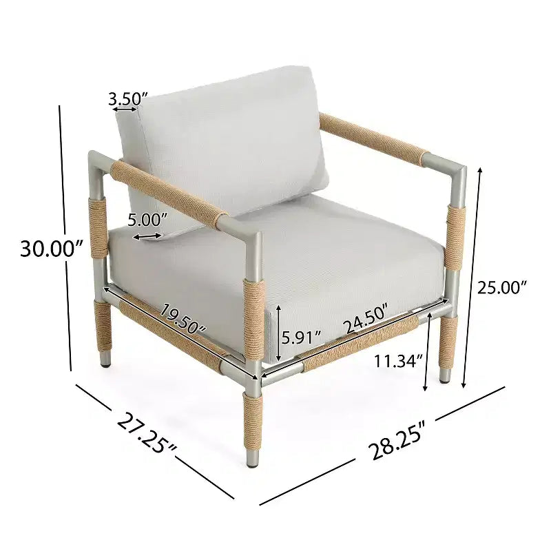 Christopher Knight Home Wevin Aluminum Chair with Cushions (Set of 2), Light Grey