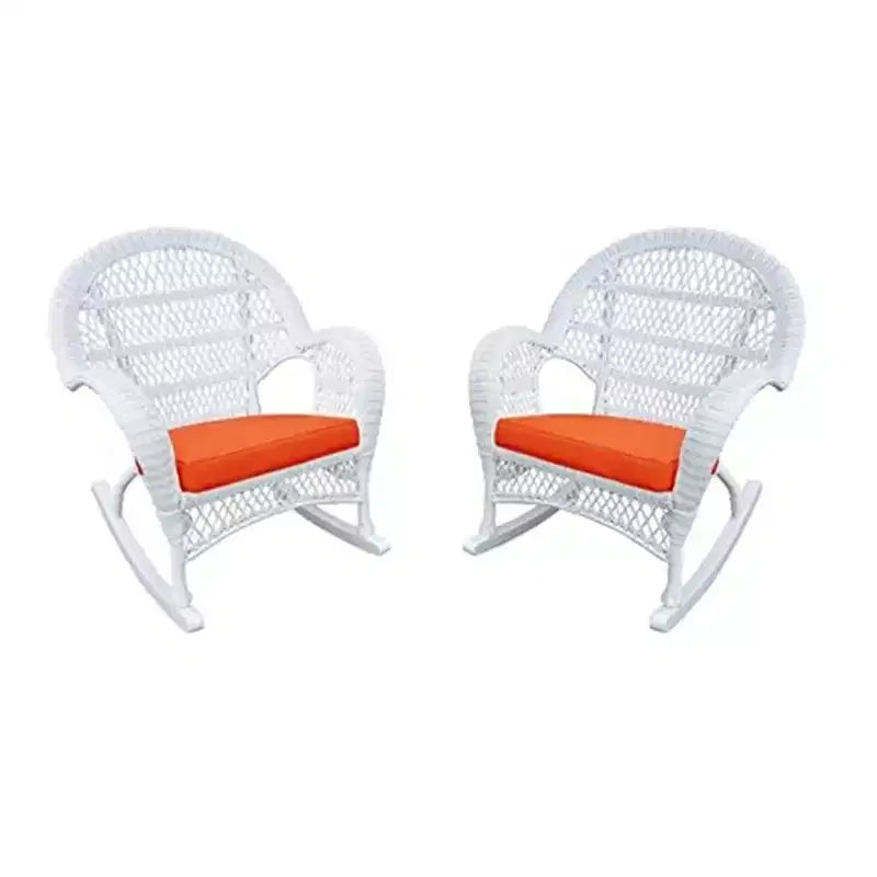 HomeStock Wicker Rocker Chair with Cushion - Set of 2