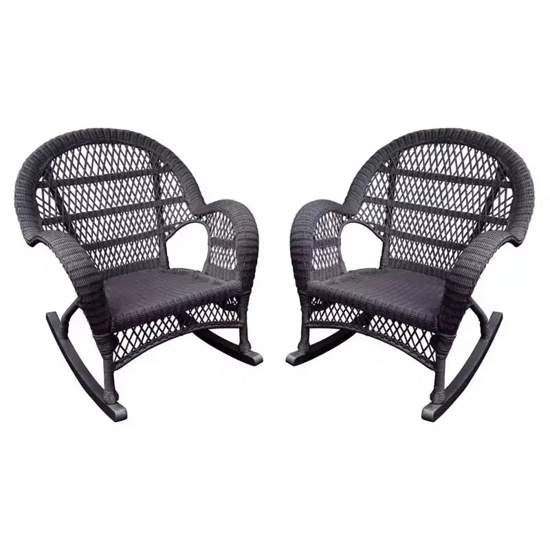 HomeStock Wicker Rocker Chair with Cushion - Set of 2
