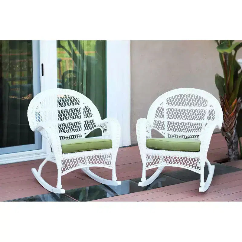 HomeStock Wicker Rocker Chair with Cushion - Set of 2