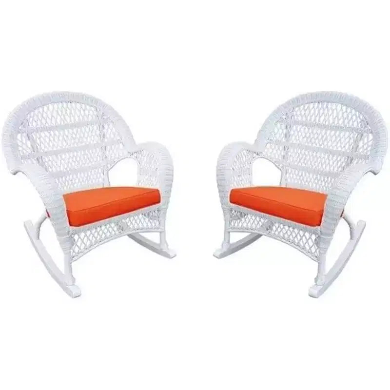 HomeStock Wicker Rocker Chair with Cushion - Set of 2