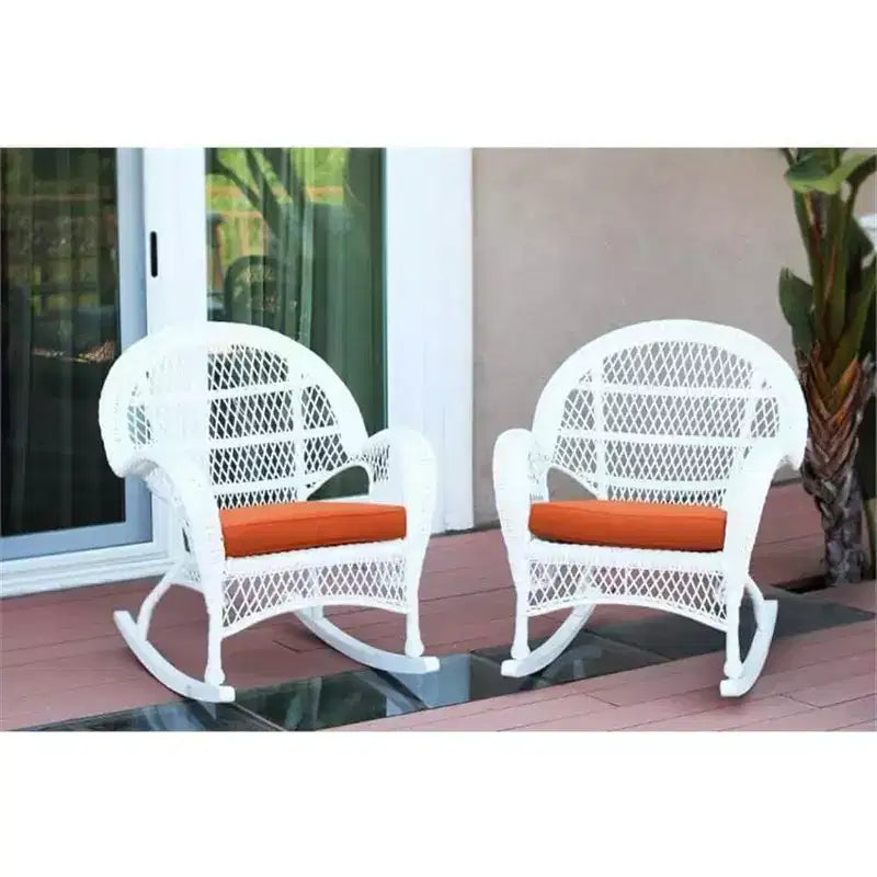 HomeStock Wicker Rocker Chair with Cushion - Set of 2