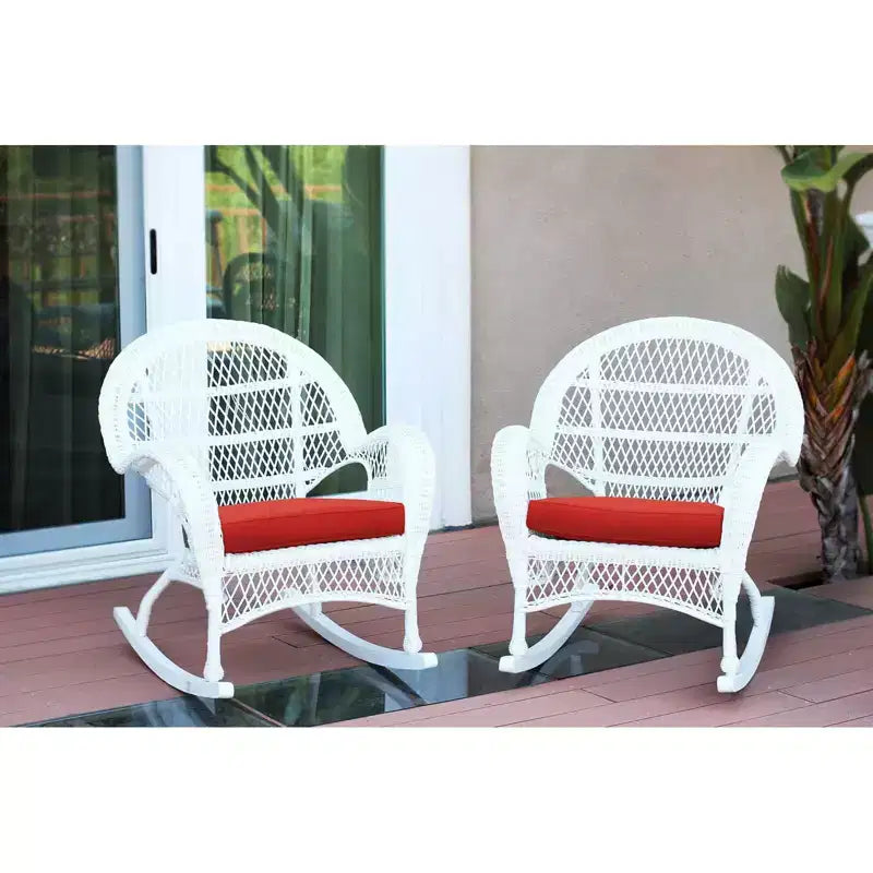 HomeStock Wicker Rocker Chair with Cushion - Set of 2