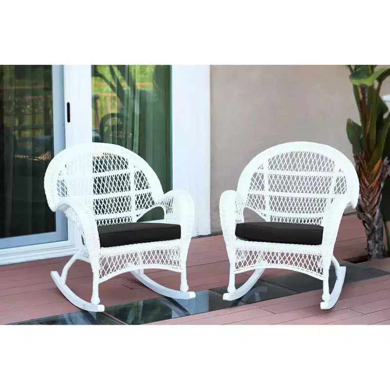 HomeStock Wicker Rocker Chair with Cushion - Set of 2